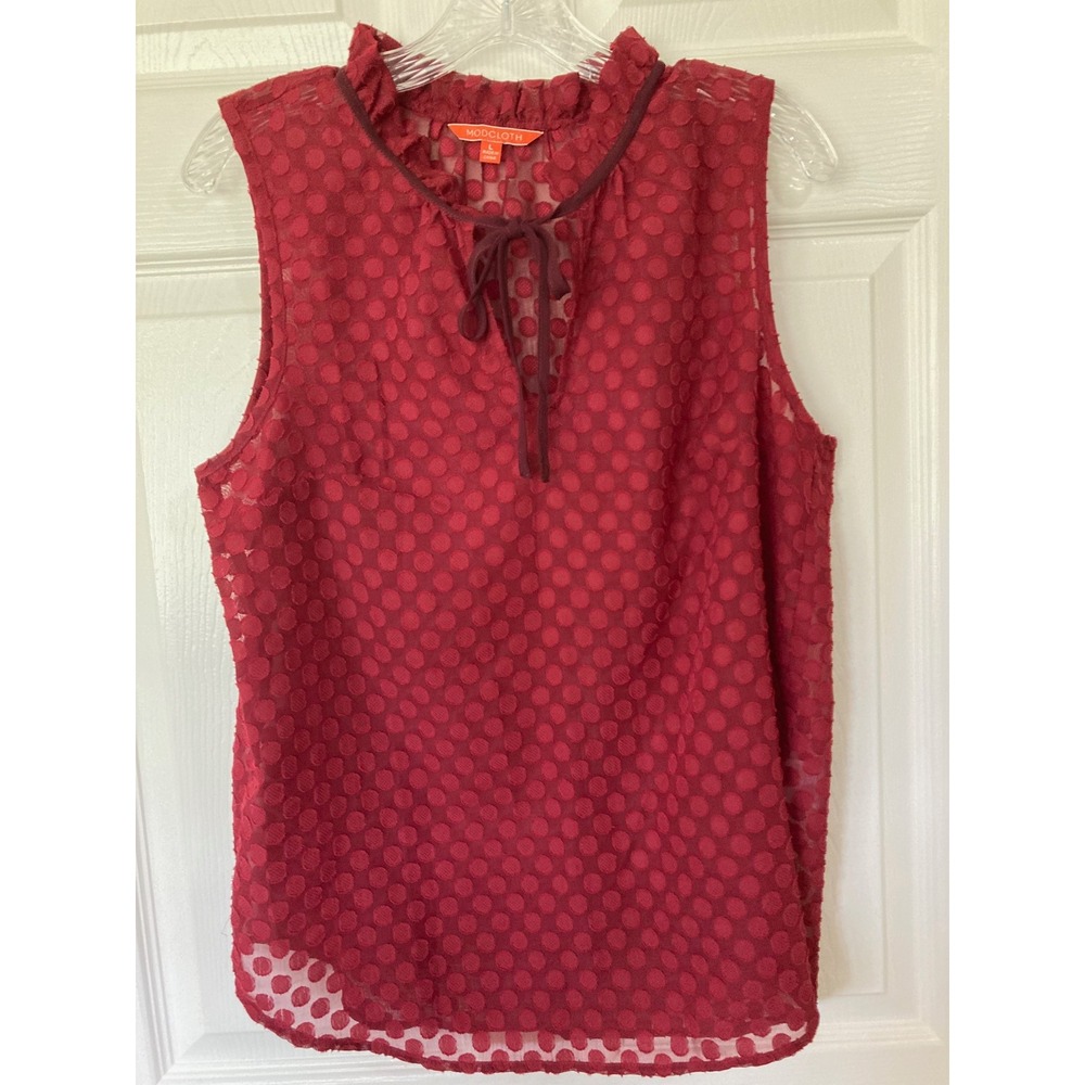 ModCloth Sleeveless Red Chiffon Top Large Layering Feminine Romantic Whimsy Goth